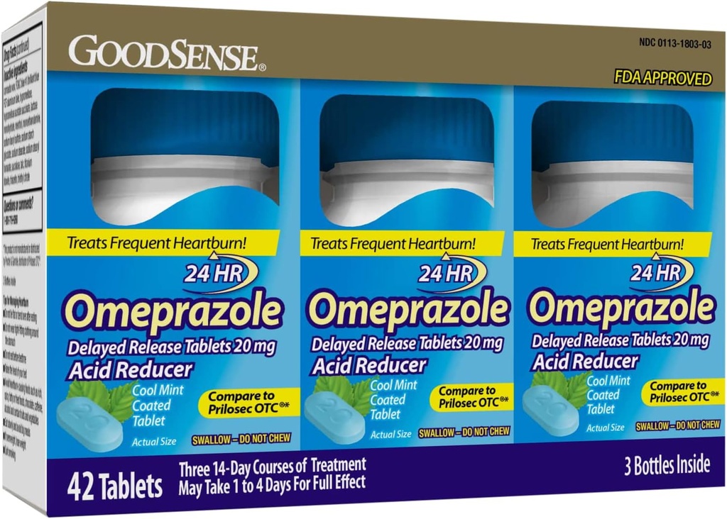 GoodSense Omeprazole Gecikmiş Yayın Tabletleri 20 mg, Cool Mint, Frequent Heartburn, Acid Solutions, Heartburn Tıp, 42
