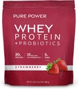 Dr. Mercola Pure Power Whey Protein + Probiotics - Υποστηρίζει την αποκατάσταση των μυών & Digestive Health - Pasture-Raised Whey - MCTs & Fiber - Βανίλια - 31 oz (22 εξυπηρετούν) - Φράουλα