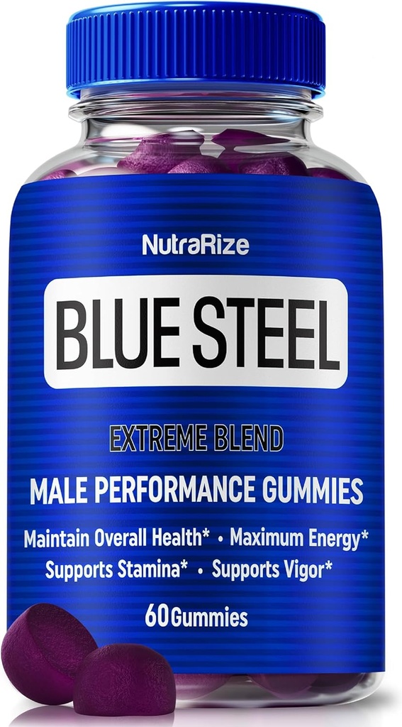 Erkekler için Blue Steel Gummies, Günlük Beslenme Güveni ve Genel Sağlık, Tüm Doğal Supplement Peak Performansı Desteklemek için, Resmi Erkek Gummy, Blue Steel Yorumlar (60 Gummies)