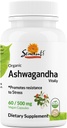 Sewanti Organik Ashwagandha Capsules - Doğal Stres Yardım ve Enerji Boost - Diyetsel Tamam Yüksek Potency 60 Vegan Capsules - 500 mg