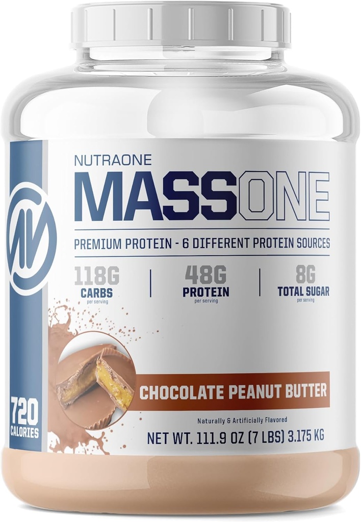 NutraOne Massone Mass Liger Protein Toz Büyük Protein Meal Makyaj (Chocolate Peanut Butter - 7 lbs.)