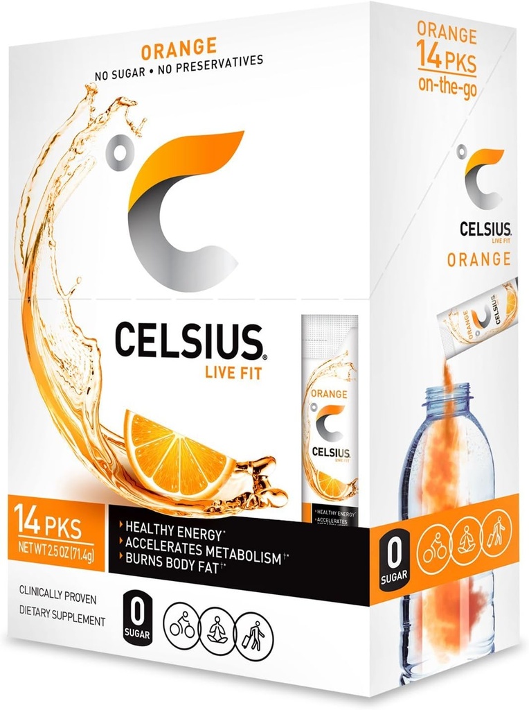 CELSIUS Orange On-Go Toz Çelik Paketleri, 14 Paket