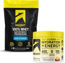 Άνοδος 100% Whey Protein Powder, Unflaved 2 LB & Hydration + Ηλεκτρολύτες ενέργειας, Λεμονάδα σμέουρων 40 Σερβίρει