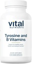 Vital Nutrients Tyrosine ve B Vitaminleri | Tiroid, Immune ve Nerve Support Formula | Adrenal Support Complex | Gluten, Süt, Soy Free | Non-GMO | 100 Capsules