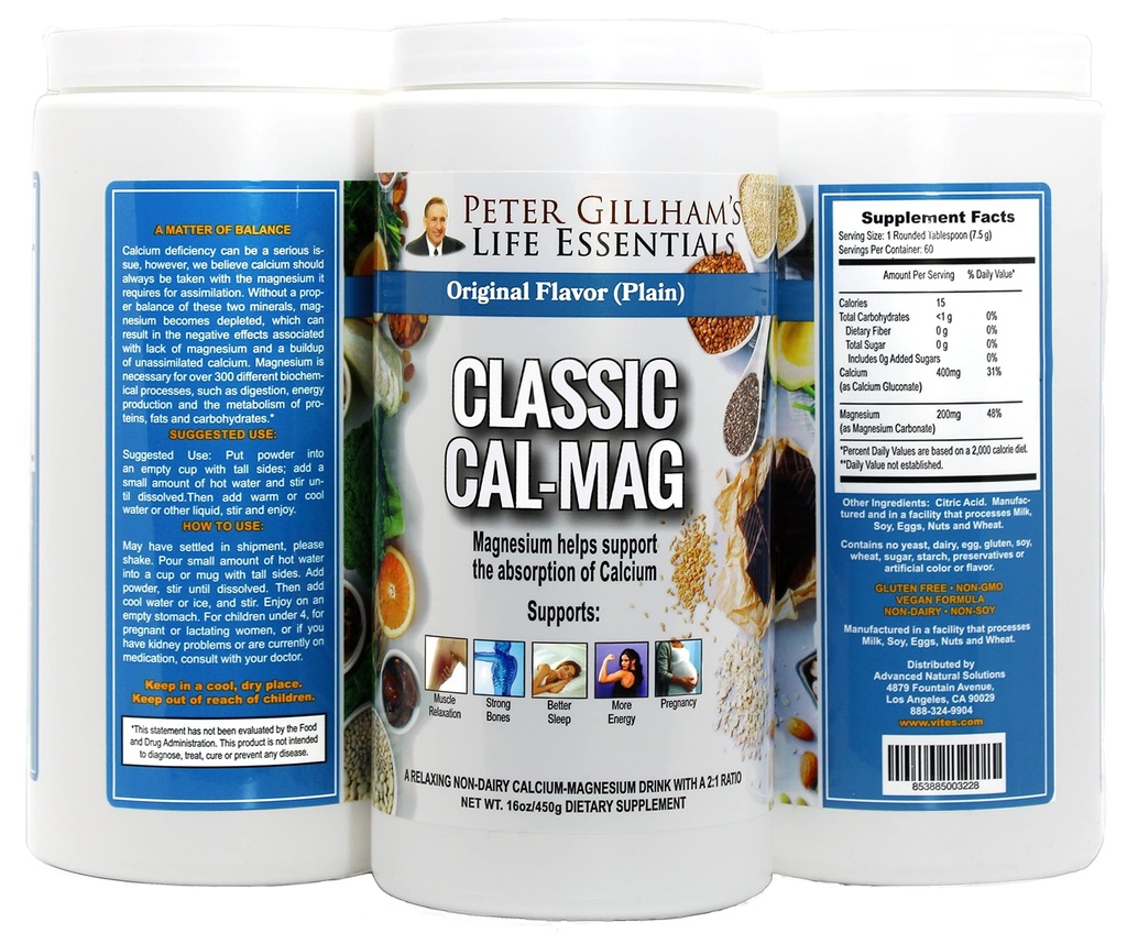 Peter Gillham'ın Cal-Mag, High Abxia 2:1 Macau & Magnezyum Citrate Toz; Strese, Muscular & Bone Health'e Sağlıklı Bir Yanıt Destek, Cramps'ı Azflavored 16 ozzz