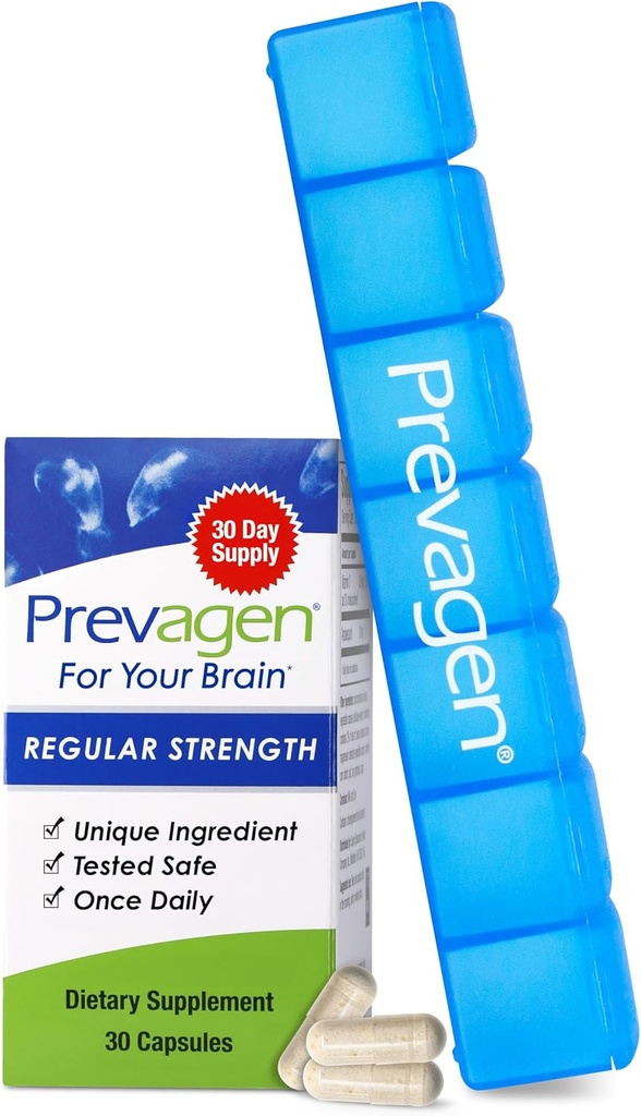 Prevagen Regular Strength - 30 Capsules (1 Ay Supply) | Beyniniz için formüle edildi | Apoaequorin Plus Vitamin D3 ile 7 Günlük Pill Minder