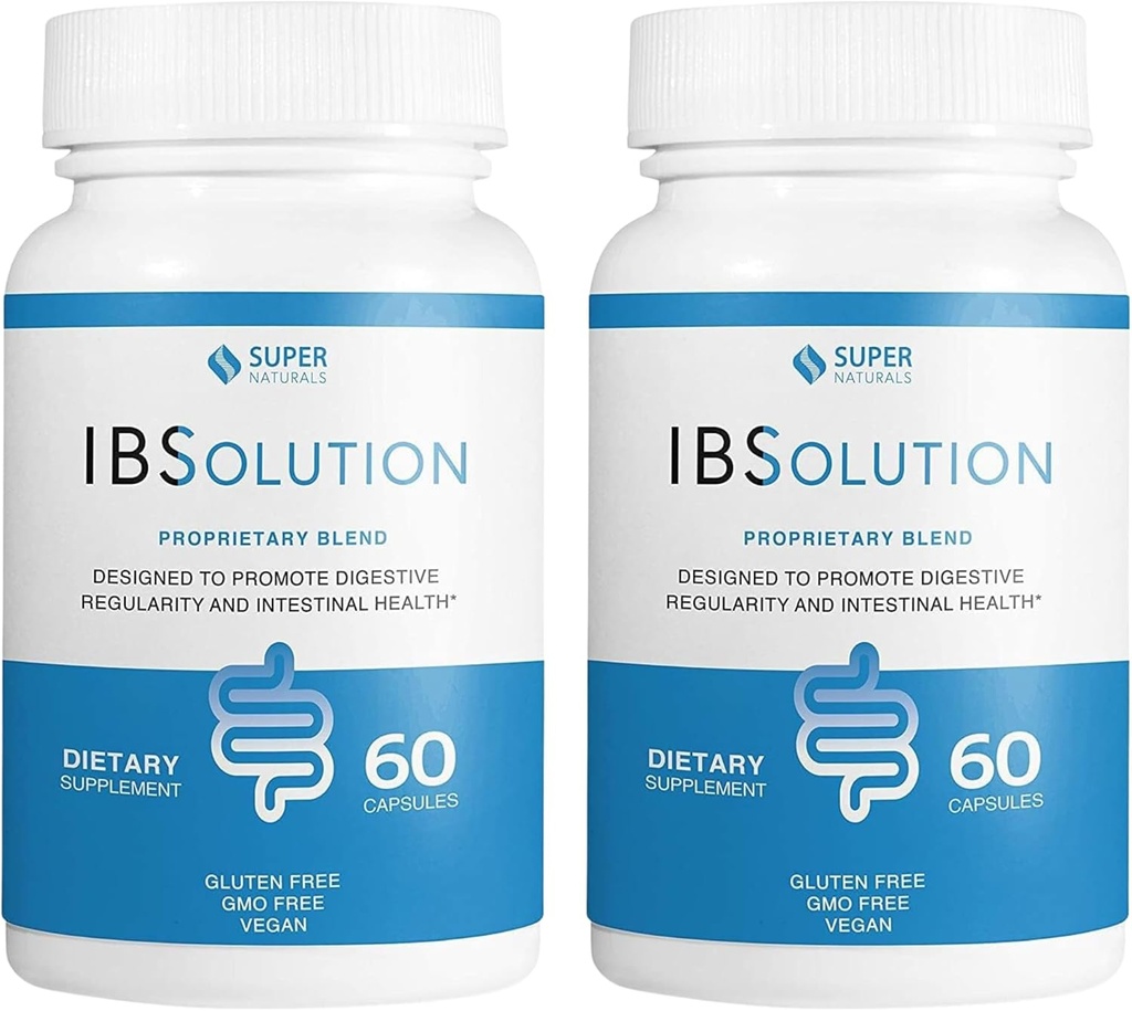 IBSolution - Digestive Health Supplement, Gas, Bloating, Diarrhea, Constipation Relief, Abdominal Ağrı, Psyllium ile Düzenlilik, Destekler Gut Health, USA'da Yapıldı - 60 Vegan Capsules, 2Pack