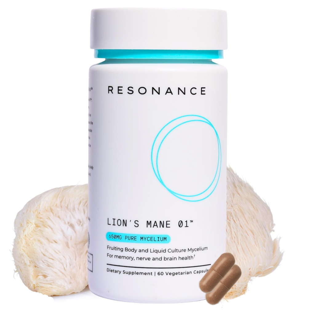 Lion's Mane 01TM - Organik Premium Lions Mane Mushroom Extract Supplement | Fruiting Body & Pure Mycelium |Memory, Brain, Focus & Nerve Health| Vegan, Non-GMO - 60 Vegetarian Capsules
