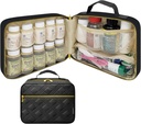 Büyük Quilted Pill Şişe Organizer, Tıp Bag, İlaçlar, Vitaminler ve Tıbbi Malzemeler - Seyahat Hekimliği Organize ve Ev Depolama Med Bag - Siyah (Without Lock)