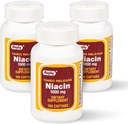 Rugby Timed-Release Niacin 1000 mg Diyetary Supplement for Yetişkinler for Energy, Circulation and Metabolism Support, 100 Captabs (Pack of 3)