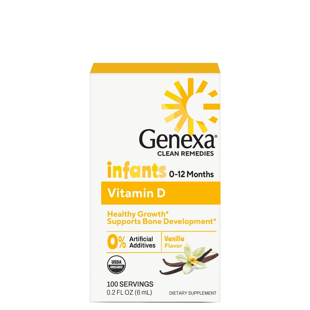 Yeni doğan Bebek ve Toddler için Genxa Infant Vitamin D Sıvı Ölüyor | Büyüme ve Kemik Gelişimi | Lezzet Organik Vanilla Flavor | sertifikalı Organik, Gluten Free, & Non-GMO | 90 Hizmetler
