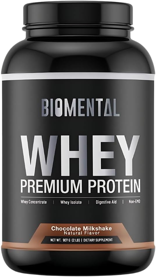 Biyomental Chocolate Whey Protein Tozu - Kas Büyüme ve Kurtarma için Zengin Flavor - Premium Fitness Beslenme Supplement - Zero Yapay Flavors & Sweeteners - Protein Supplement 2 Pounds
