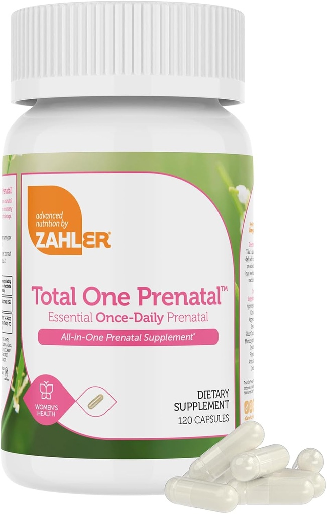 Zahler - Kadınlar için Total One Prenatal Vitaminler (120 Kont) Daily Multi Vitamin Prenatals with Folic Acid, Iron, çinko & 19 Diğer Temel Vitaminler & Mineraller - Kosher Pre Natal Multivitamin Capsules