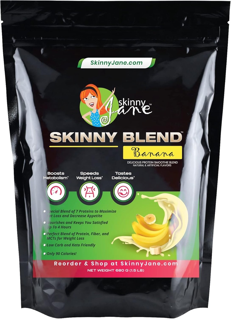 Skinny Blend-En İyi Tövme Yüksek Protein Shake for Women - Low Carb & Keto Friendly Meal Change - Satisfy Hunger & Boost Energy - Delicious Smoothie Flavor - 30 Shakes - Bananana