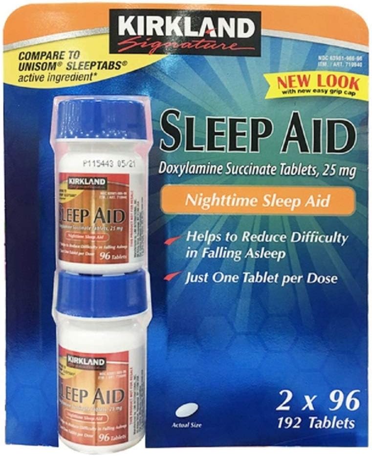 Kirkland Signature Sleep Aid Doxylamine Succinate 25 Mg, 2 paket (192 Tablet)
