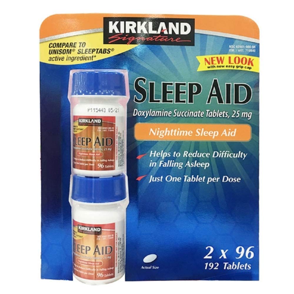 Kirkland Signature Sleep Aid Doxylamine Succinate 25 Mg, 2 paket (192 Tablet)