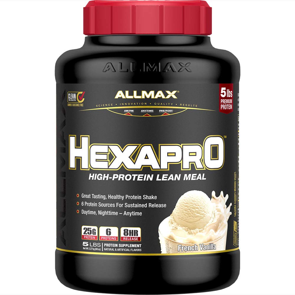TÜMMAX Beslenme HEXAPRO, Fransız Vanilla - 5 lbs - 25 Protein Per Yetişkin - 8 Saat Sustained Salı - Zero Sugar - 52 Servisler