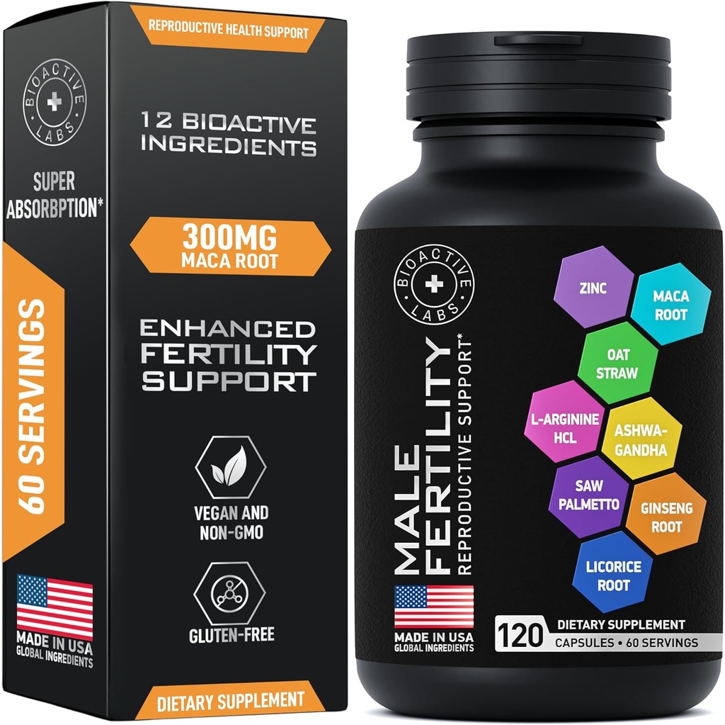 Erkekler için Fertness Supplements - çinko, Maca, Ashwagandha, L-Arginine - Erkek Vitality Conception for Him - Count and Motness Gebelik Aid - Vitaminler ve Erkek Fertness Desteği Tamam - 120 Pills
