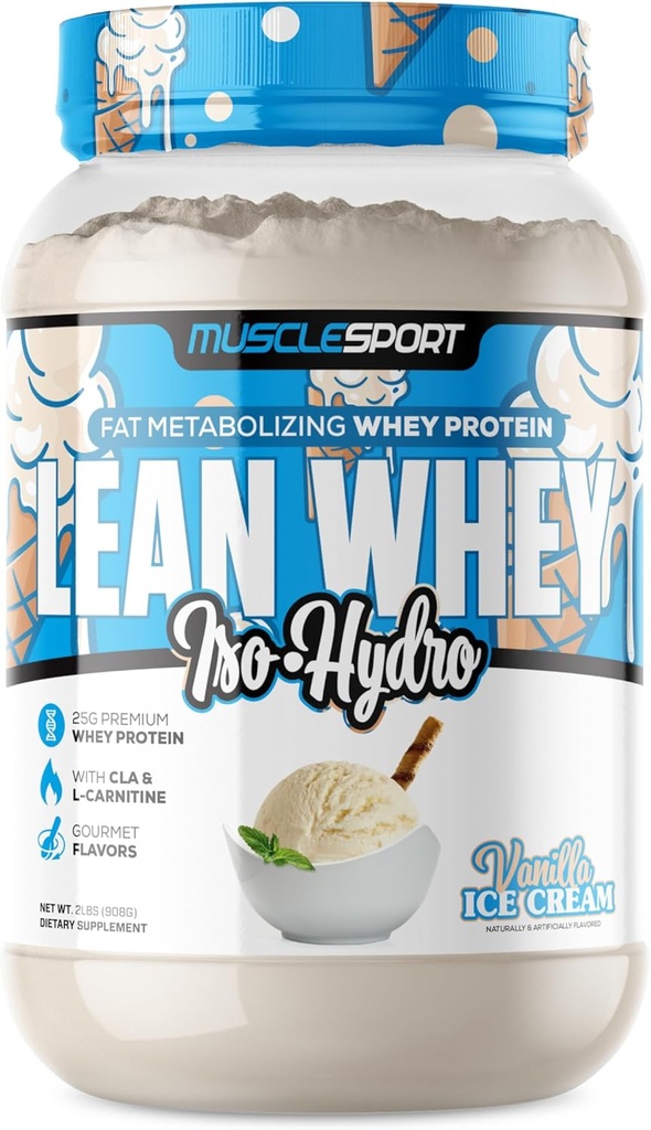 Myrussport Lean Whey RevolutionTM Protein Powder - Whey Protein Isolate - Χαμηλή θερμίδα, Χαμηλό λίπος, Απίστευτες Γεύσεις - 25g Protein per Scoop (2LB, Vanilla)