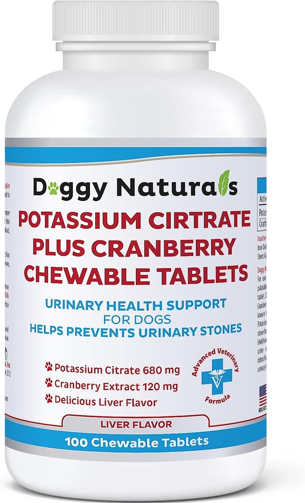 Köpekleri için Citrate Plus Cranberry Supplement (100 Tabletler) - Urinary Tract Support- Helps Deter Formation ofuba Oxalate Stones - Deters Bladder & Kidney Stones (Made in U.S.A)