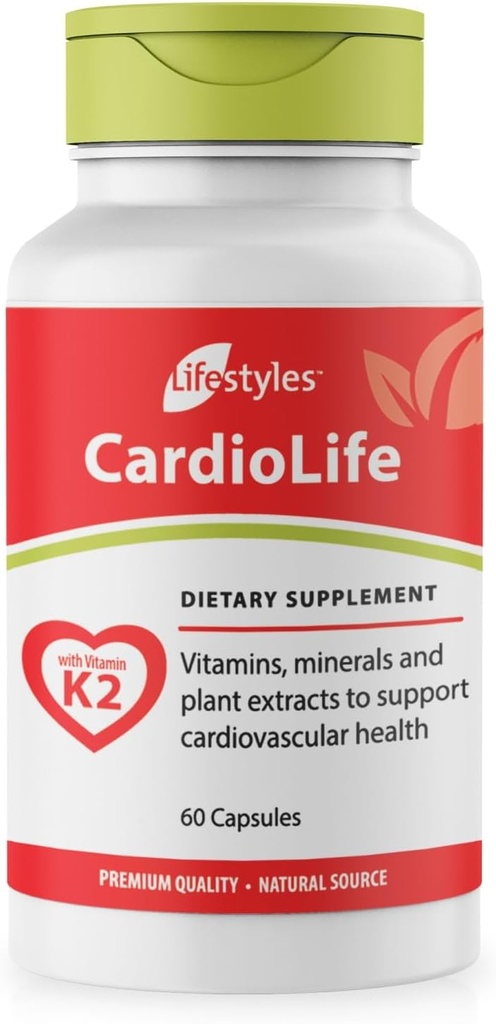 Lifestyles CardioLife συμπλήρωμα - βοτανική υποστήριξη καρδιάς με βιταμίνη K2 (MK7), Φολικό οξύ, Beetroot, Cayenne εκχύλισμα & περισσότερα – Made in Canada – 60 κάψουλες (1)
