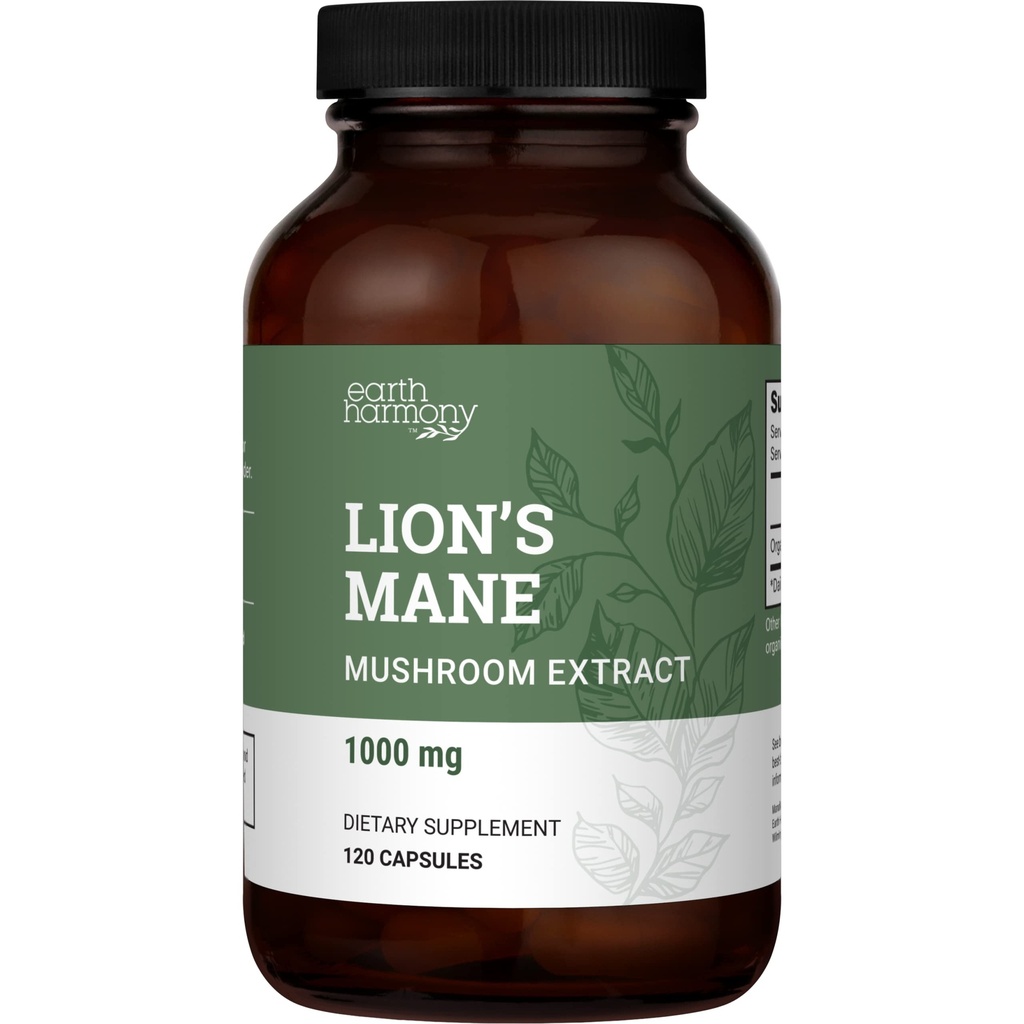 Organik Lions Mane Supplement (1000 mg), 2-Month Supply Lion's Mane Mushroom Supplement to Support Focus, Memory (120 Capsules)
