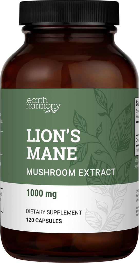 Organik Lions Mane Supplement (1000 mg), 2-Month Supply Lion's Mane Mushroom Supplement to Support Focus, Memory (120 Capsules)