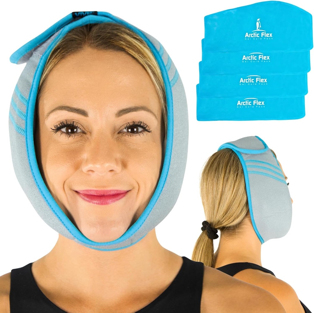 Vive Face Ice Pack TMJ Pain Relief ve Headaches için çırpıldı - Jaw Surgery Recovery, Oral Cerrahi ve Bilge Diş Ekstraksiyonları için Face Ice Pack - Hot & Cold Therapy