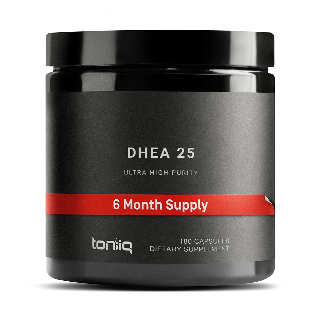 Toniiq Ultra High Strength DHEA 25mg συμπλήρωμα για τους άνδρες - 99%+ Υψηλής καθαρότητας και βιοδιαθέσιμα Μικρονωμένα DHEA συμπλήρωμα για γυναίκες και άνδρες - DHEA 25 mg - 180 κάψουλες
