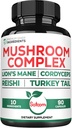 Satoomi 10in1 Lions Mane Supplement Complex - Αναμειγνύεται με Cordyceps Sinensis, Reishi Mushroom, Turkey Tail Mushroom & Others - 90 Μέτρα για 3 μήνες