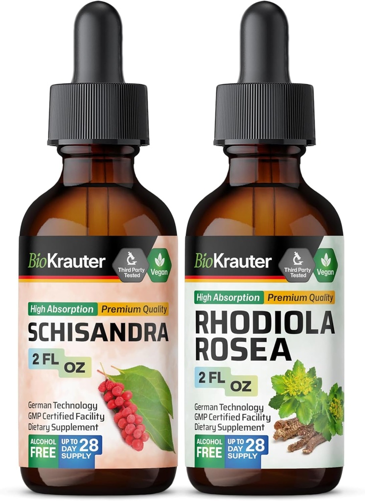BIO KRAUTER Schisandra Tincture 2 Fl. Oz. & Rhodiola Rosea Tincture 2 Fl. Oz.