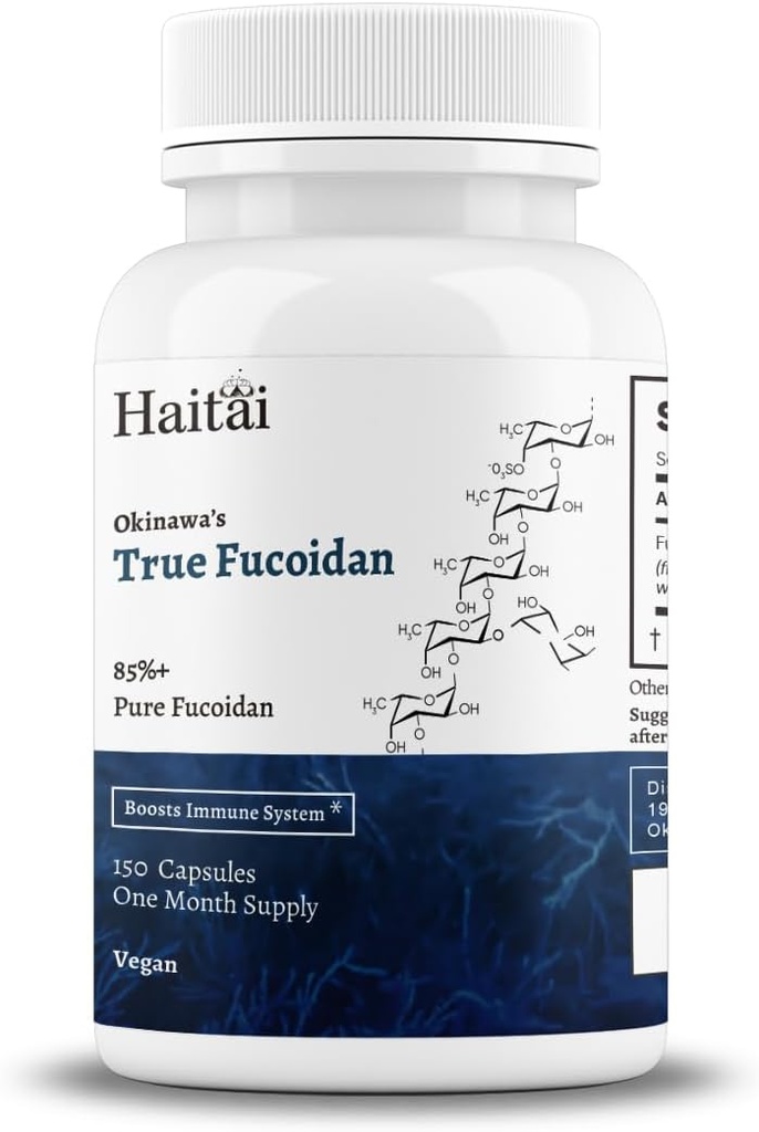 Okinawa's True Fucoidan - 85%+ Pure Fucoidan, Blue Zone Product, Extract from Mozuku Seaweed (Okinawa, Japan) - Non-GMO, Gluten Free, Vegan Friendly - 30 Day Supply