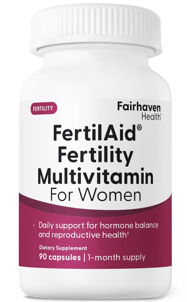 Fairhaven Health FertilAid for Women | Prenatal Vitamin Ferttitude Supplements for Women | Conception for Her with Vitex and Folate | Support Cycle Regularity and Ovulation* | 90 Capsules