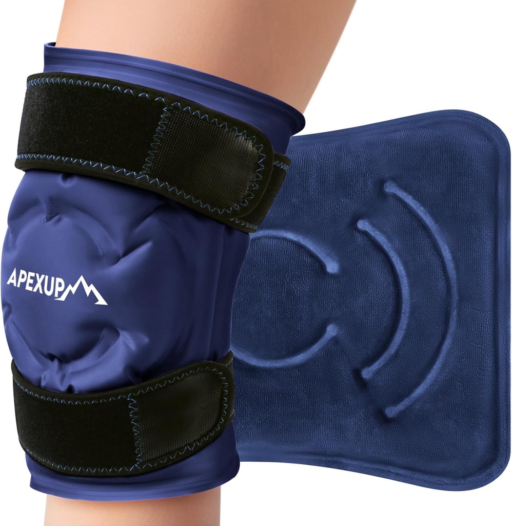 APEXUP Buz Paketi Diz Ağrısı Yardımı için, Büyük Reusable Bravo After Surgery, Flex Gel Cold Pack for Injuries, Pain Relief, Ankle and Leg (Navy Blue, L, 1PK)