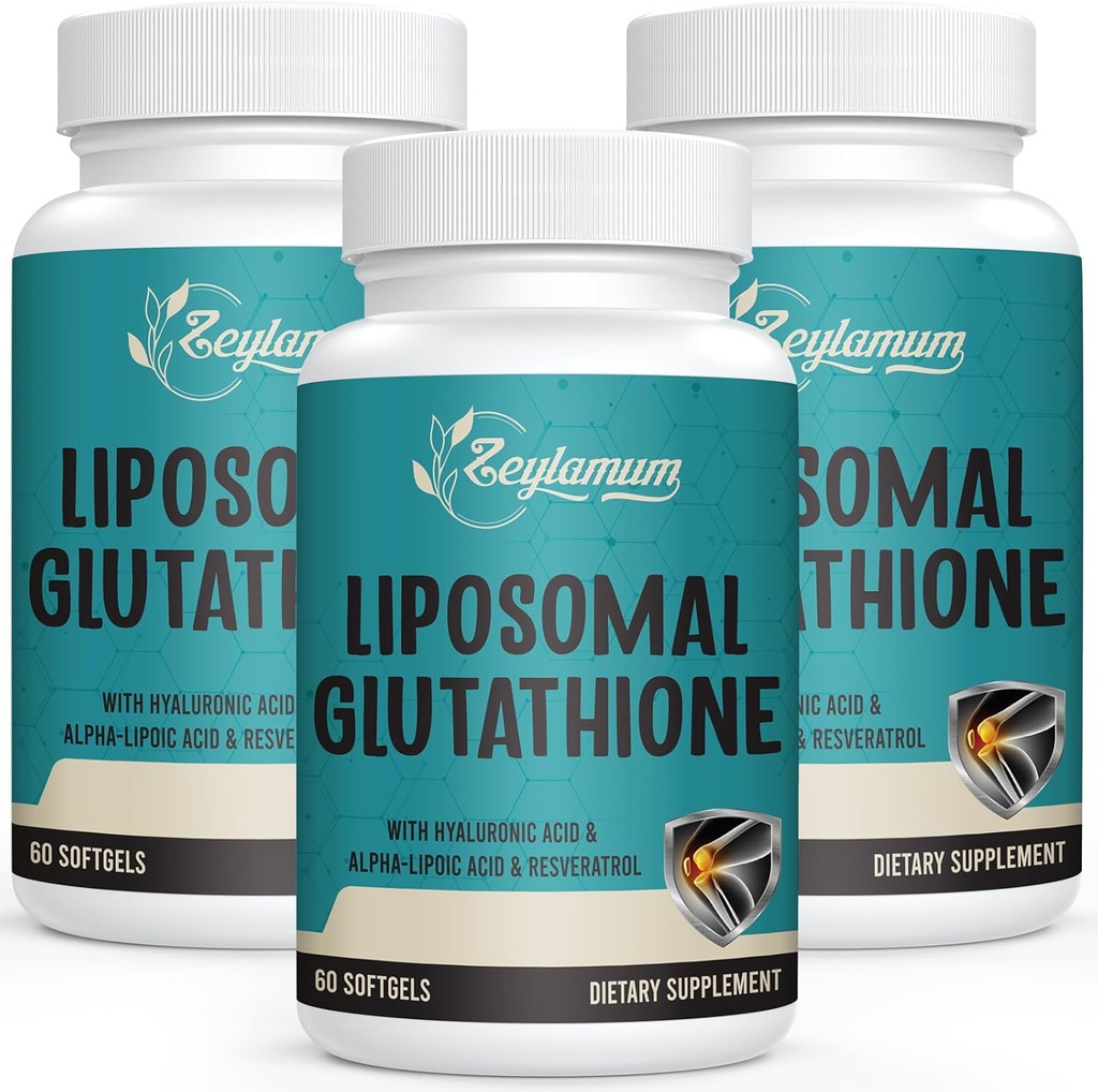 2400 MG Liposomal Glutathion Softgels, Max Απορρόφηση, Active Form L-Glutathione Μειωμένη (GSH), με Υαλουρονικό οξύ, ρεσβερατρόλη, Master Αντιοξειδωτικά για Detox, Εγκέφαλο, ανοσοποιητικό σύστημα, 180 Softgels