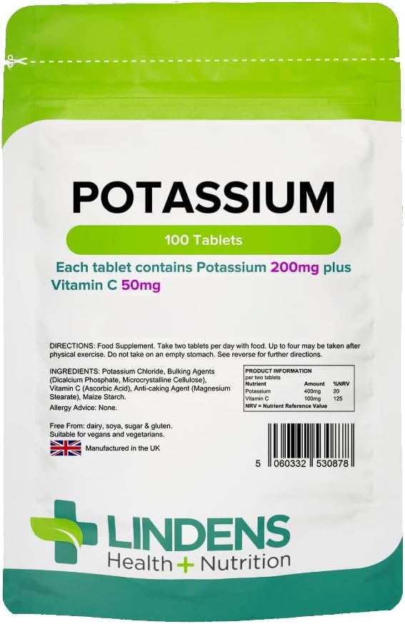 Potasyum, 100 Tablet, 200 mg, Kan Baskı, Cramp