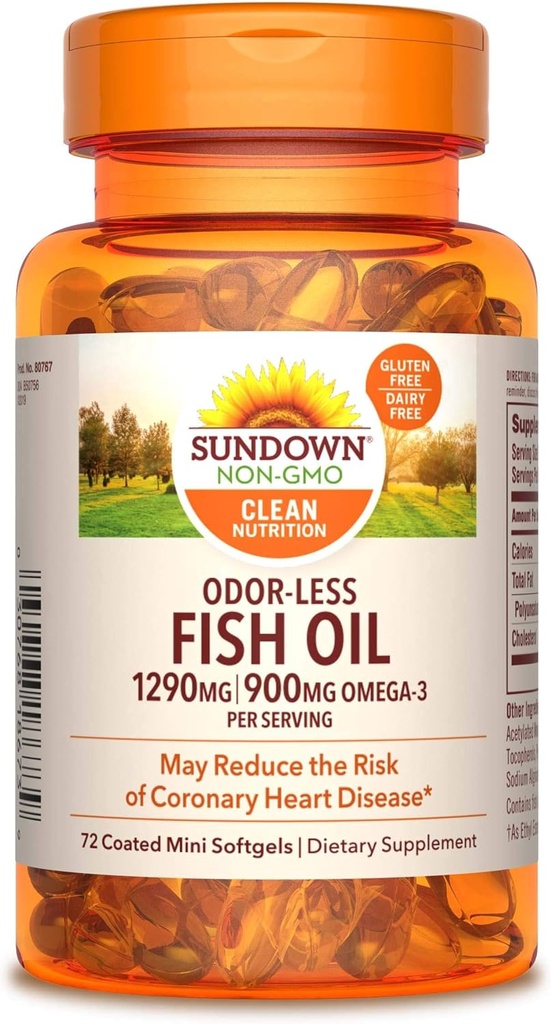Λάδι ψαριού Sundown, 72 με επικάλυψη Mini Softgels