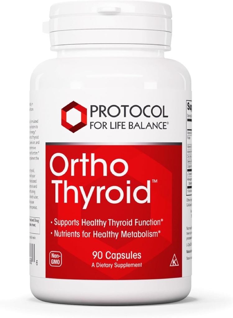 Protokol Ortho Thyroid - Sağlıklı Tiroid Fonksiyonlu* - Ashwagandha, çinko & Selenium - Non-GMO & Kosher - 90 Veg Capsules