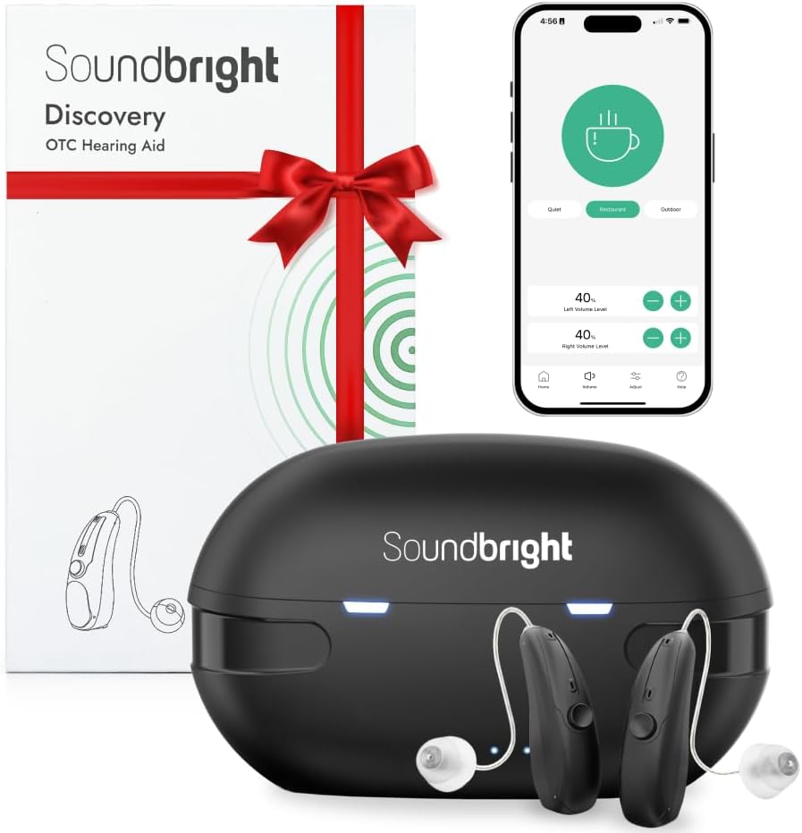 Discovery Βοηθήματα ακοής Bluetooth για ηλικιωμένους με τηλεφωνική κλήση & λειτουργία μουσικής, επαναφορτιζόμενη, άνετη, δέκτη-in-Canal (τύπος RIC)