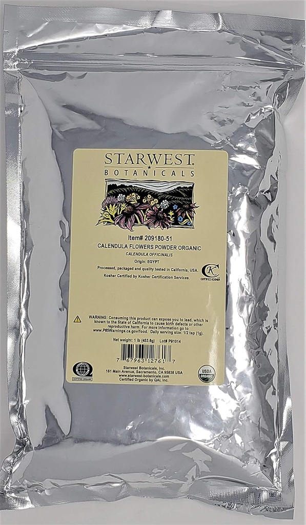 Starwest Botanicals Organik Calendula Çiçekler Toz, 1 Pound
