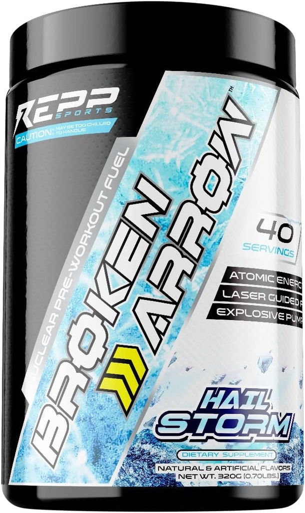 Repp Sports Broken Arrow Extreme Pre-Workout | Intense Energy and Endurance Support (Hail Fırtına, 20/40 Hizmet)
