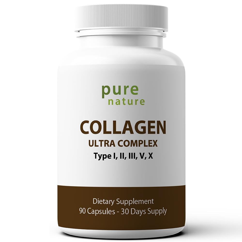 Pure Nature Collagen Ultra - Collagen I 5 Tip I, II, III, V & X Doğal olarak Saç, Skin, Nail ve Ortak Destek - 90 Capsules
