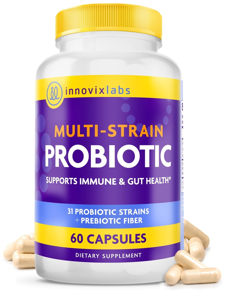 InnovixLabs Multi Strain Probiyotiks for Women & Men - Probiyotik Supplement - 50 Milyar CFU - Gut Health, Immune Support, Digestion, Lactobacillus Acidofilius, Prebiyotiks and Probiyotiks, 60 Capsules