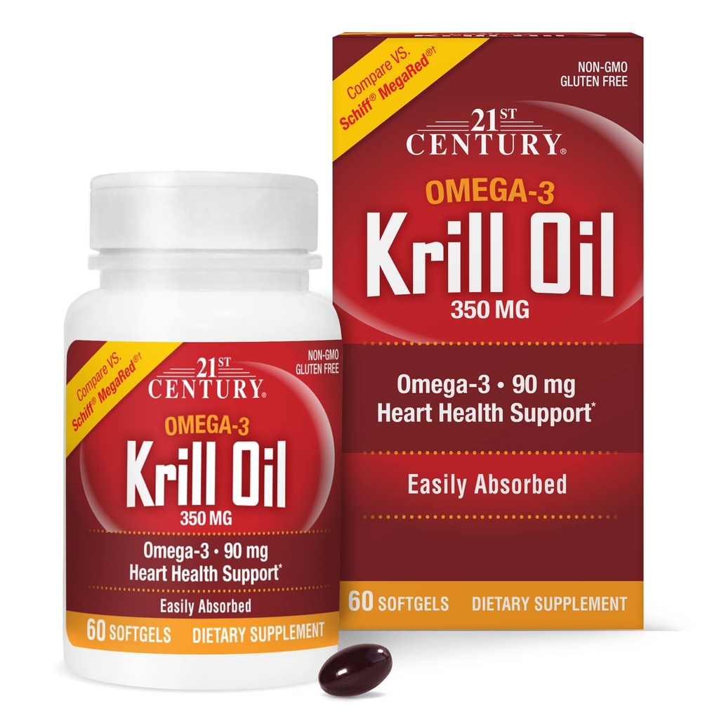 21. Yüzyıl Krill Oil 300 mg Softgels, 60 Kont