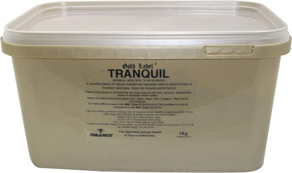 Tranquil, Horse Supplement, Gold Label, Calms Nervous Horses, 1KG
