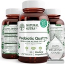 Doğal Nutra Probiyotik Quattro – Gelişmiş Probiyotik Supplement with 4 Güçlü Strains Including Lactobacillus Acidofilius, Bifidus – Supports Digestive and Immune Health – 50 Vegetarian Capsules