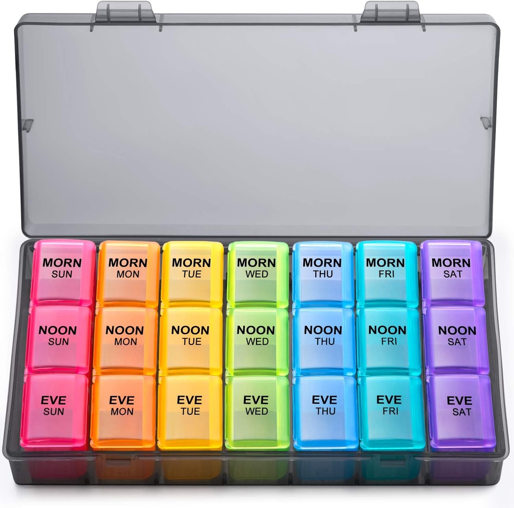 Haftalık Pill Organizer 3 Times A Day, Large Gelibo Daily Pill Cases Box for Vitamin/Fish Oil /Pills/Supplements-Arthritis Friendly