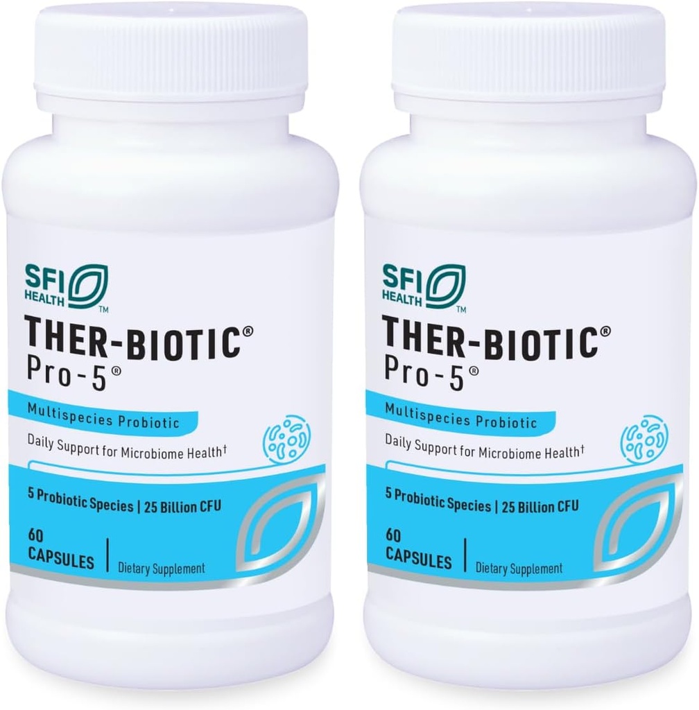 Klaire Laboratuvarları SFI Health Pro-5 Probiyotik - 25 Milyar CFU High Dose Multispecies Gut Re sömürgeleştirme Desteği Erkekler ve Kadınlar için, Hipoallergenic & Dairy-Free (60 Capsules, 2 Pack)