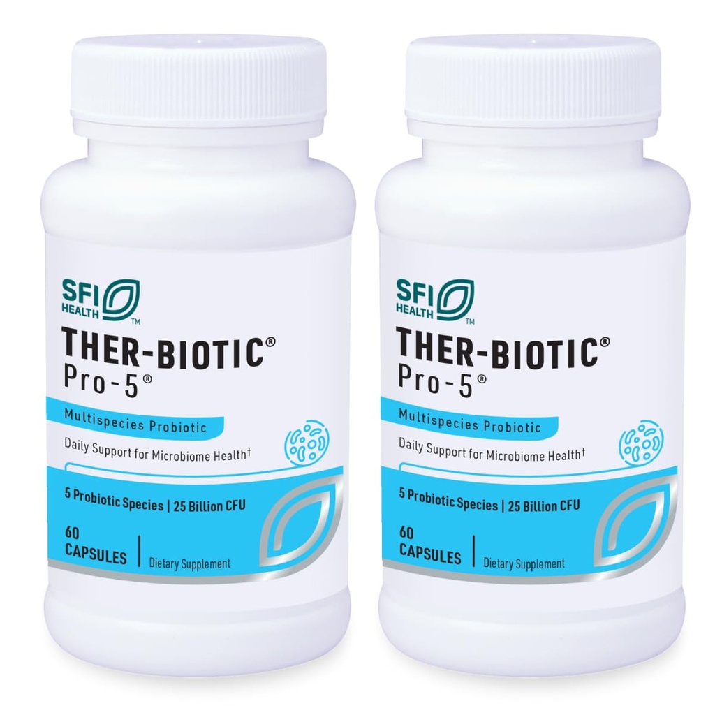 Klaire Laboratuvarları SFI Health Pro-5 Probiyotik - 25 Milyar CFU High Dose Multispecies Gut Re sömürgeleştirme Desteği Erkekler ve Kadınlar için, Hipoallergenic & Dairy-Free (60 Capsules, 2 Pack)