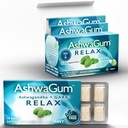 AshwaGum RELAX Gum by BetterGum, High Potency Supplement with KSM 66 Ashwagandha and Gaba, υποστηρίζει το άγχος και την ανακούφιση από άγχος, Cortisol Υποστήριξη, Εναλλακτική για Gummies, Χωρίς ζάχαρη, 10 κομμάτια - 6 Pack